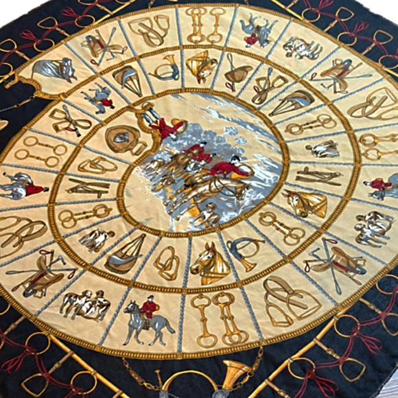 Vintage Equestrian Hunting Scarf Classic  Symphony Scarfs Made in Italy - Picture 5 of 12